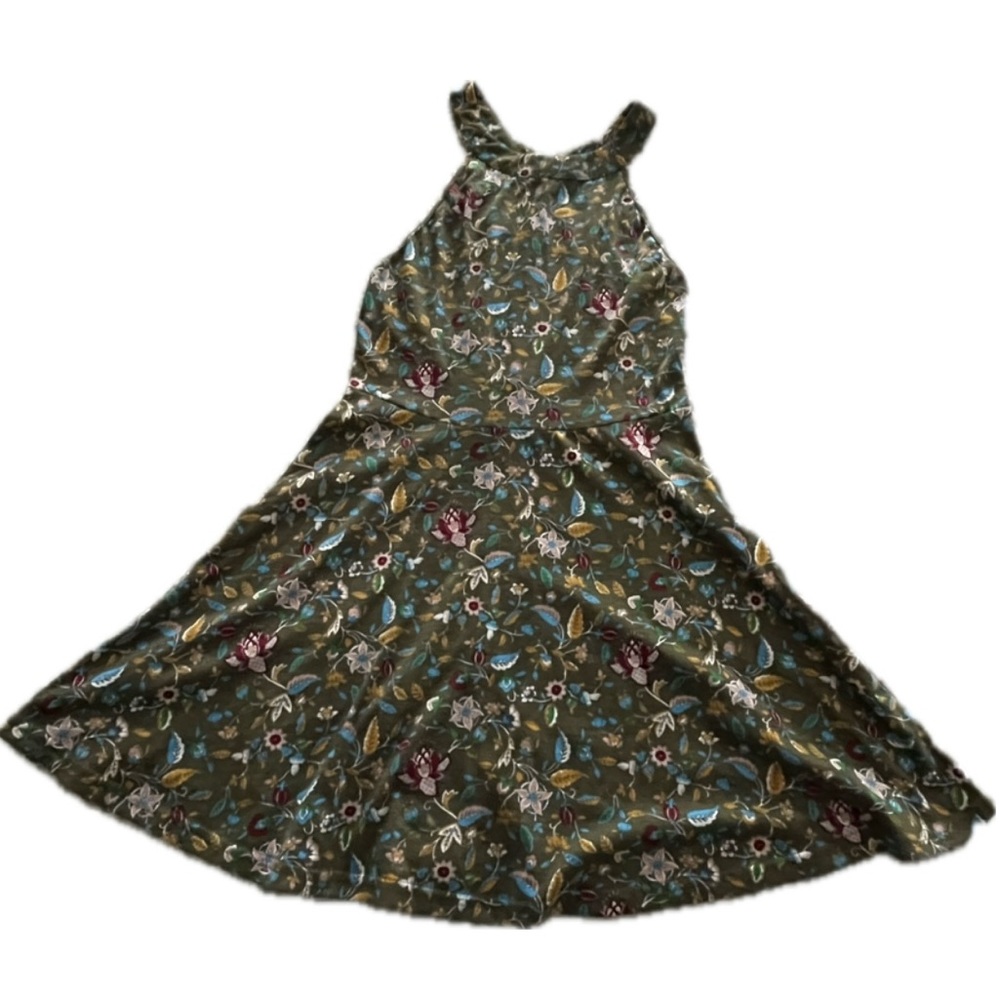 Floral print halter dress with cut out back detail